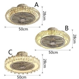 Designer Touch Decorative Crystal Ceiling Fan Light Gold Round Ceiling Lamp