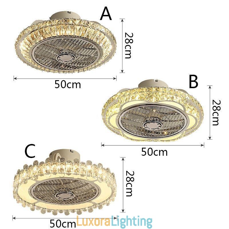 Designer Touch Decorative Crystal Ceiling Fan Light Gold Round Ceiling Lamp