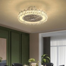 Designer Touch Decorative Crystal Ceiling Fan Light Gold Round Ceiling Lamp