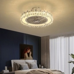 Designer Touch Decorative Crystal Ceiling Fan Light Gold Round Ceiling Lamp
