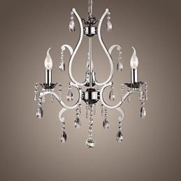 Designer Touch Decorative Crystal Chandelier with 3 Lights in Metal