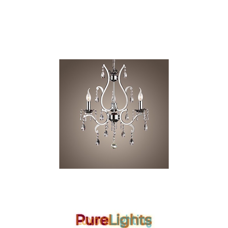 Designer Touch Decorative Crystal Chandelier with 3 Lights in Metal