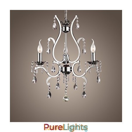 Designer Touch Decorative Crystal Chandelier with 3 Lights in Metal