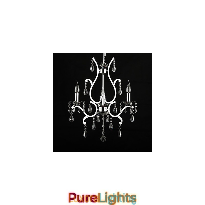 Designer Touch Decorative Crystal Chandelier with 3 Lights in Metal
