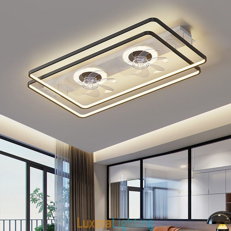 Designer Touch Decorative Modern Flush Mount Ceiling Fan With Lights Remote Control