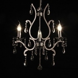 Designer Touch Decorative Crystal Chandelier with 3 Lights in Metal