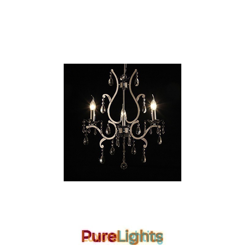 Designer Touch Decorative Crystal Chandelier with 3 Lights in Metal