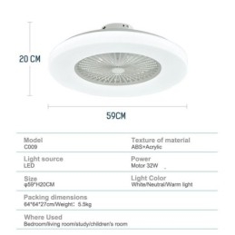 Designer Touch Decorative Fan Ceiling Light Trichromatic Dimming 3 Speed Remote Control