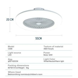 Designer Touch Decorative Fan Ceiling Light Trichromatic Dimming with Remote Control 3 Speed