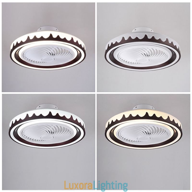 Designer Touch Decorative Round Fan Ceiling Light Fixture 3 Speed with Remote Control