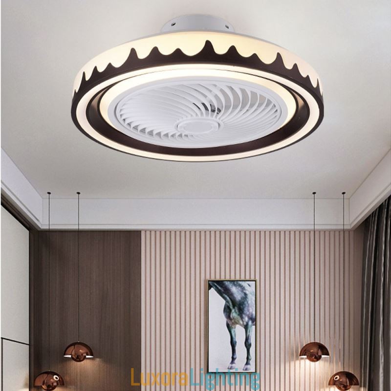 Designer Touch Decorative Round Fan Ceiling Light Fixture 3 Speed with Remote Control