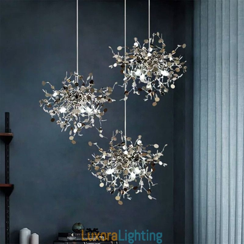 Designer Touch Decorative 3 Lights Chandelier Light Stainless Steel Pendant Lighting Ceiling Light Fixture