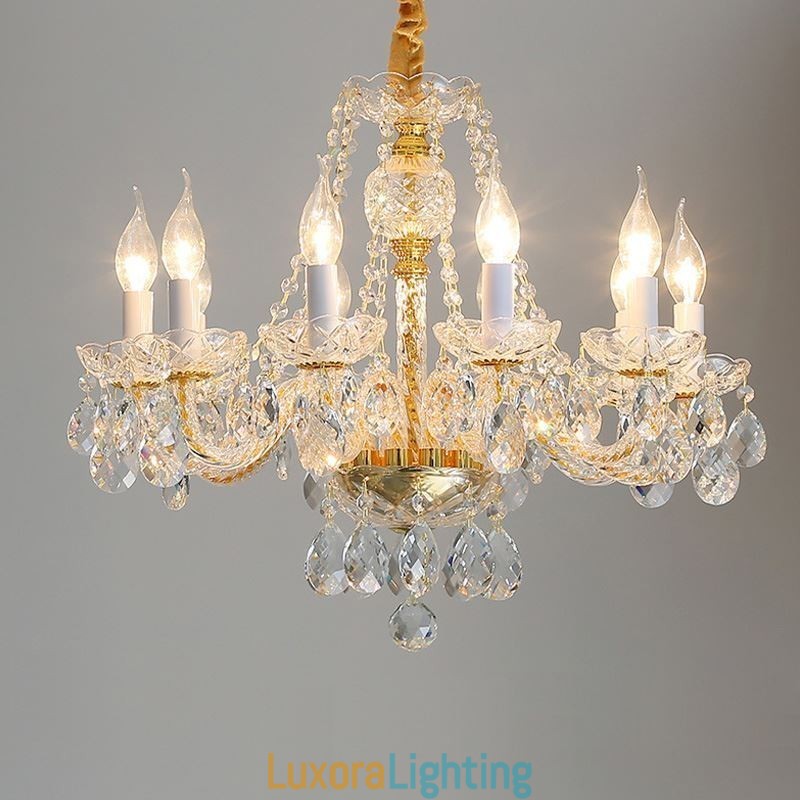 Designer Touch Decorative Transparent Crystal Chandelier European Gold Body Luxury Decrative Ceiling Light