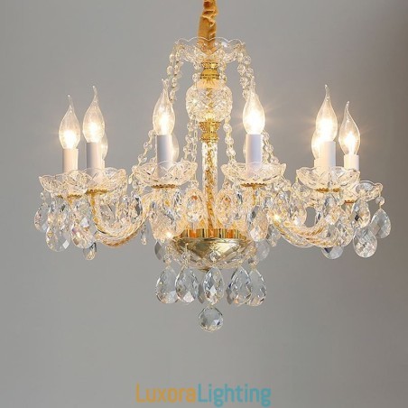 Designer Touch Decorative Transparent Crystal Chandelier European Gold Body Luxury Decrative Ceiling Light