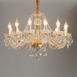 Designer Touch Decorative Transparent Crystal Chandelier European Gold Body Luxury Decrative Ceiling Light