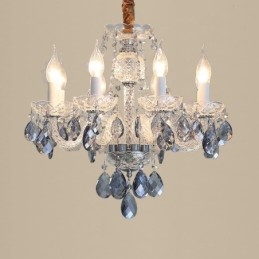 Designer Touch Decorative European Blue Crystal Chandelier Glass Light Body 8 Lights