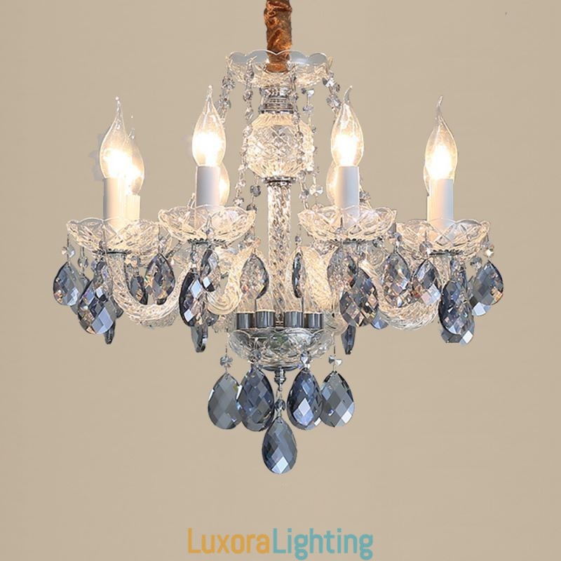 Designer Touch Decorative European Blue Crystal Chandelier Glass Light Body 8 Lights