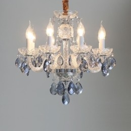 Designer Touch Decorative European Blue Crystal Chandelier Glass Light Body 8 Lights