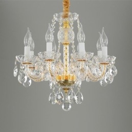 Designer Touch Decorative European Clear Crystal Chandelier Glass Lamp Body 8 Lights Gold Body Ceiling Lamp