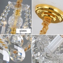 Designer Touch Decorative European Clear Crystal Chandelier Glass Lamp Body 8 Lights Gold Body Ceiling Lamp