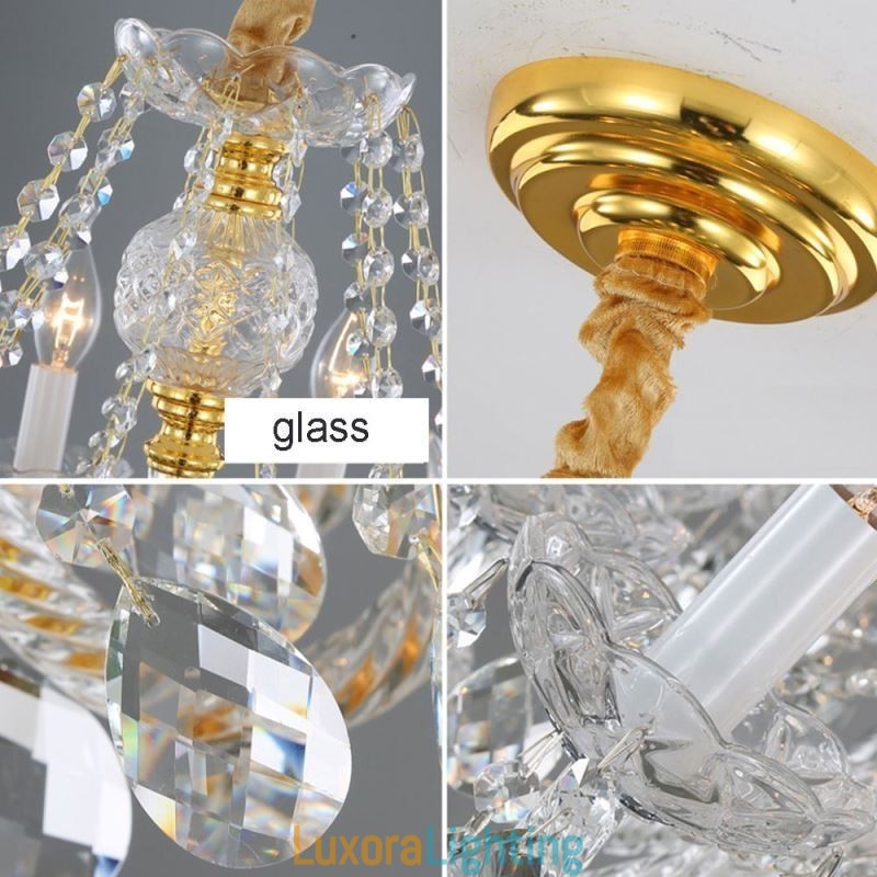 Designer Touch Decorative European Clear Crystal Chandelier Glass Lamp Body 8 Lights Gold Body Ceiling Lamp