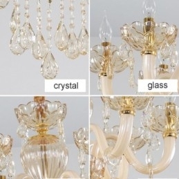 Designer Touch Decorative Elegant Crystal Chandelier European Cognac Color Ceiling Light Glass Body Double Layer 12+6 Lights