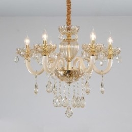 Designer Touch Decorative Gorgeous Crystal Chandelier European Cognac Color Ceiling Light Glass Body 8 Lights