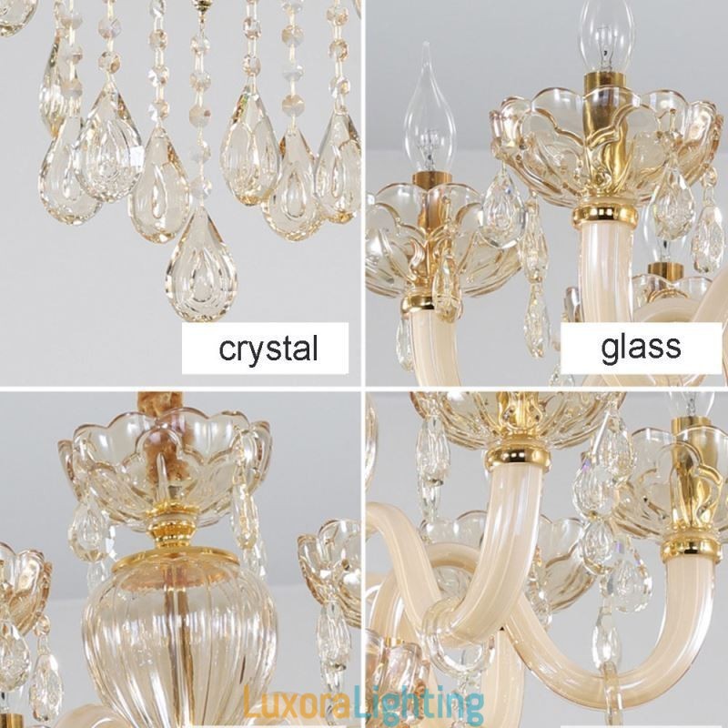 Designer Touch Decorative Gorgeous Crystal Chandelier European Cognac Color Ceiling Light Glass Body 8 Lights