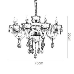 Designer Touch Decorative Gorgeous Crystal Chandelier European Cognac Color Ceiling Light Glass Body 8 Lights