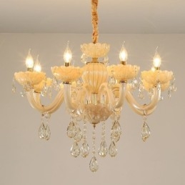 Designer Touch Decorative Eye Catching Crystal Chandelier European Cognac Color Ceiling Lamp Glass Body 8 Lights