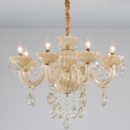 Designer Touch Decorative Eye Catching Crystal Chandelier European Cognac Color Ceiling Lamp Glass Body 8 Lights