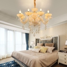 Designer Touch Decorative Eye Catching Crystal Chandelier European Cognac Color Ceiling Lamp Glass Body 8 Lights