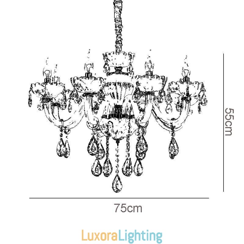 Designer Touch Decorative Eye Catching Crystal Chandelier European Cognac Color Ceiling Lamp Glass Body 8 Lights