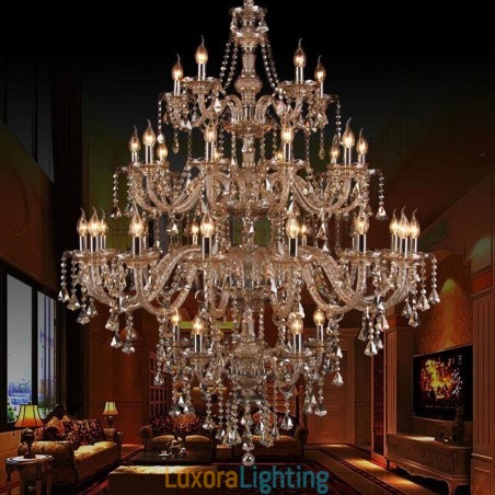 Designer Touch Decorative Cognac Crystal Chandelier Ceiling Light With 35 Lights