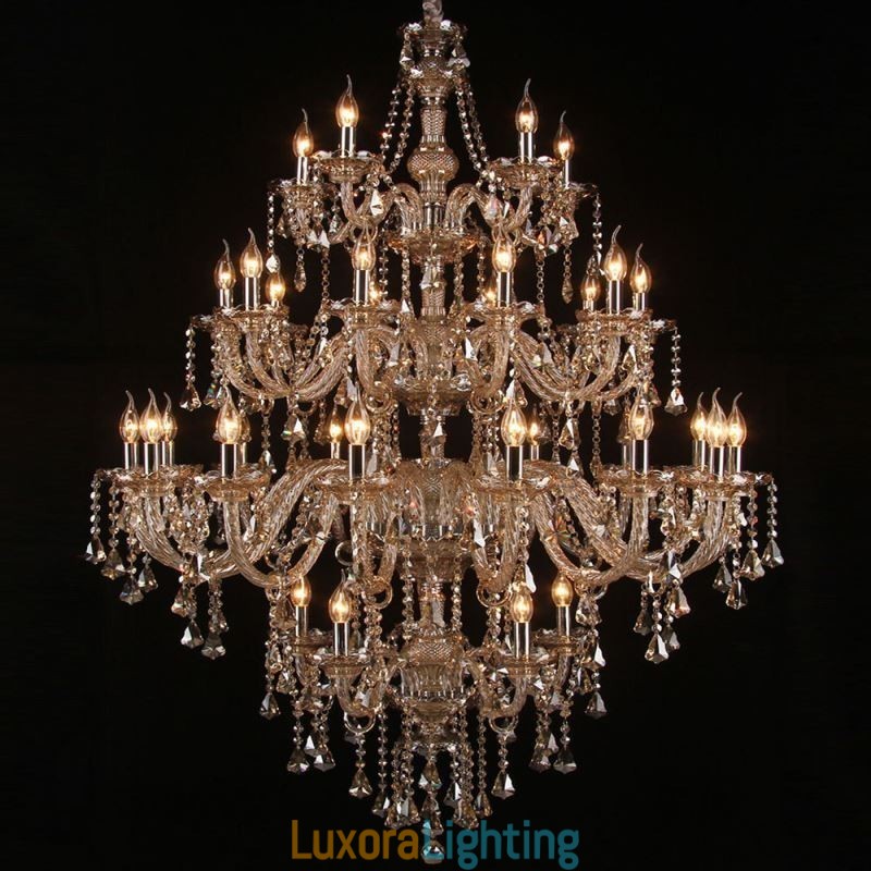 Designer Touch Decorative Cognac Crystal Chandelier Ceiling Light With 35 Lights