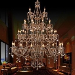 Designer Touch Decorative European Crystal Chandelier Cognac Color Ceiling Light With 40 Lights