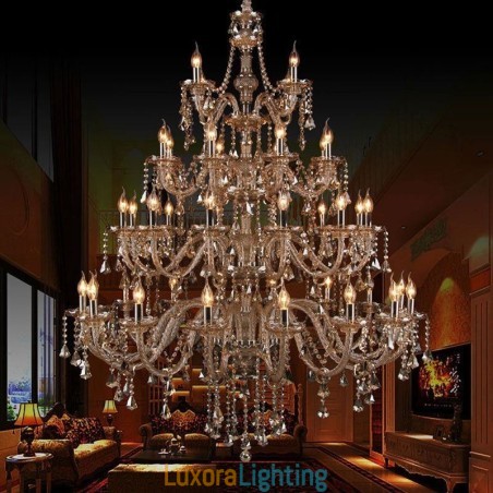 Designer Touch Decorative European Crystal Chandelier Cognac Color Ceiling Light With 40 Lights