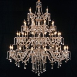 Designer Touch Decorative European Crystal Chandelier Cognac Color Ceiling Light With 40 Lights