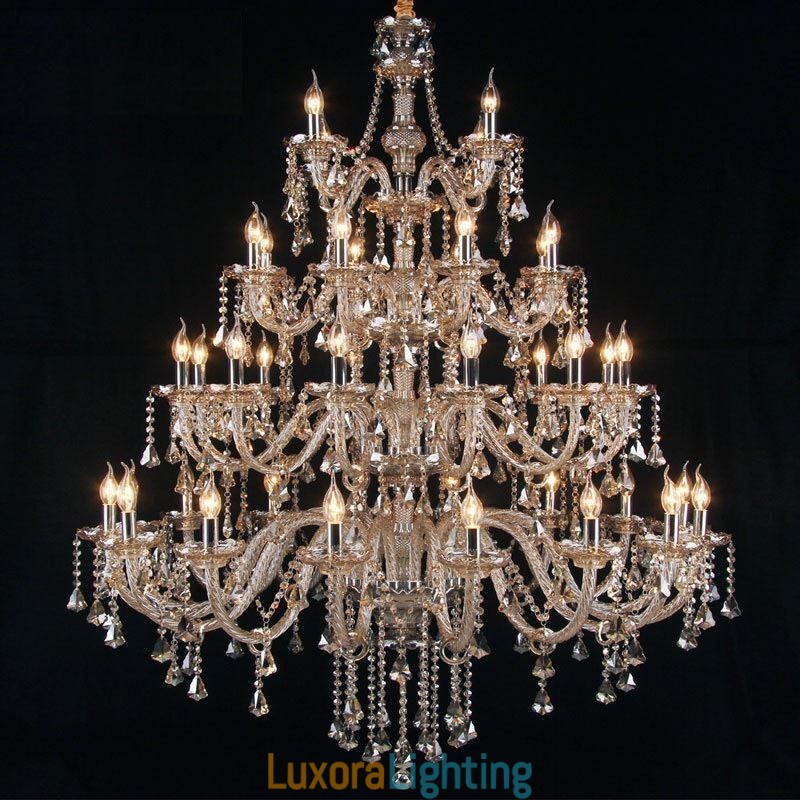 Designer Touch Decorative European Crystal Chandelier Cognac Color Ceiling Light With 40 Lights