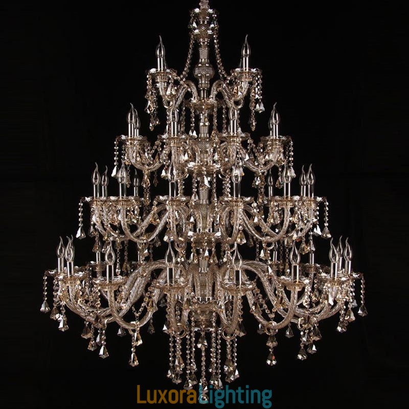 Designer Touch Decorative European Crystal Chandelier Cognac Color Ceiling Light With 40 Lights