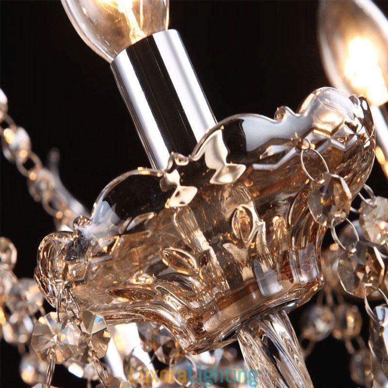 Designer Touch Decorative European Crystal Chandelier Cognac Color Ceiling Light With 40 Lights