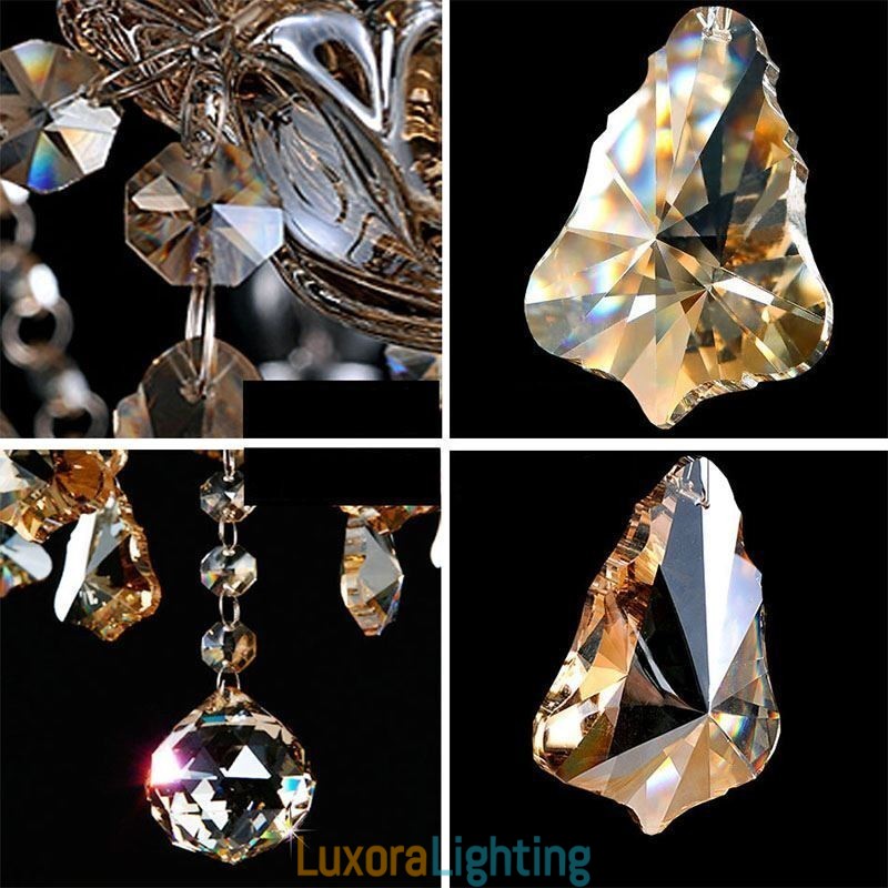 Designer Touch Decorative European Crystal Chandelier Cognac Color Ceiling Light With 40 Lights