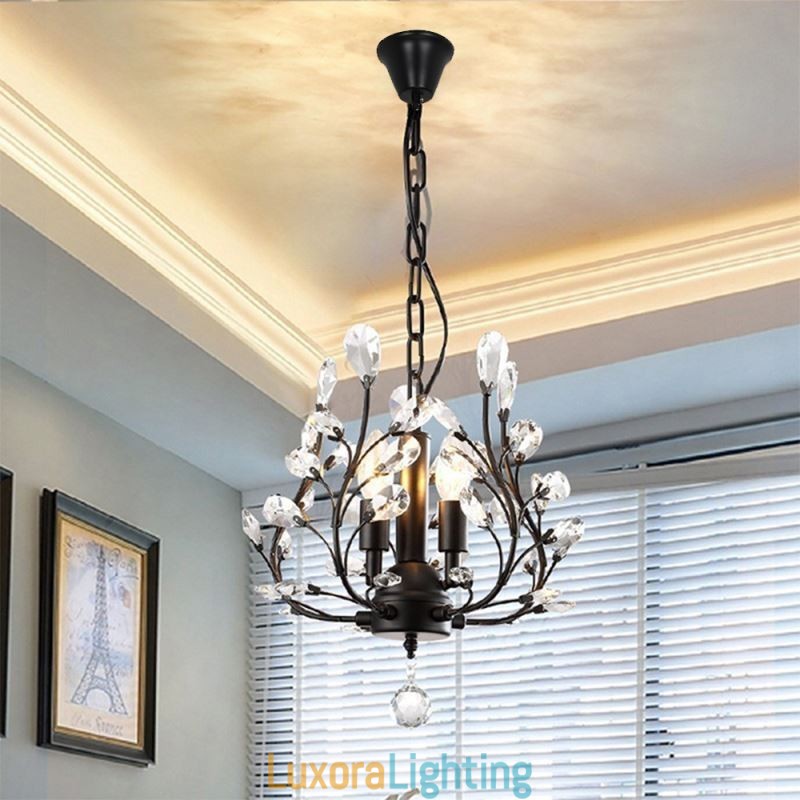 Designer Touch Decorative Black Retro Chandelier Crystal Ceiling Light