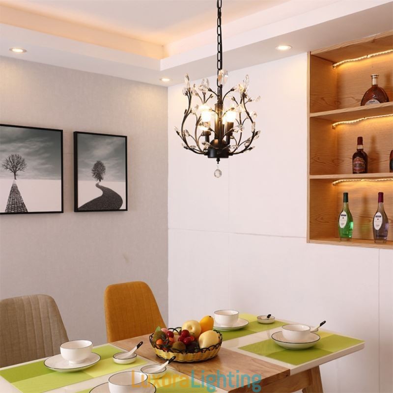 Designer Touch Decorative Black Retro Chandelier Crystal Ceiling Light