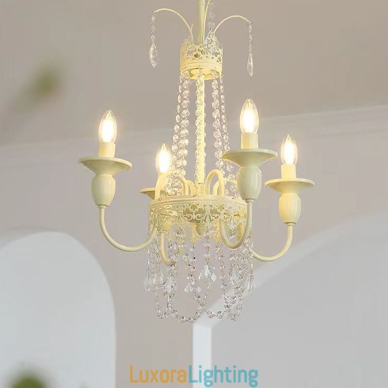 Designer Touch Decorative Nordic Crystal Chandelier Paint Craft Cream Ceiling Light