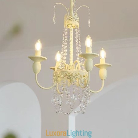 Designer Touch Decorative Nordic Crystal Chandelier Paint Craft Cream Ceiling Light