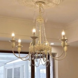 Designer Touch Decorative Nordic Crystal Chandelier Paint Craft Cream Ceiling Light