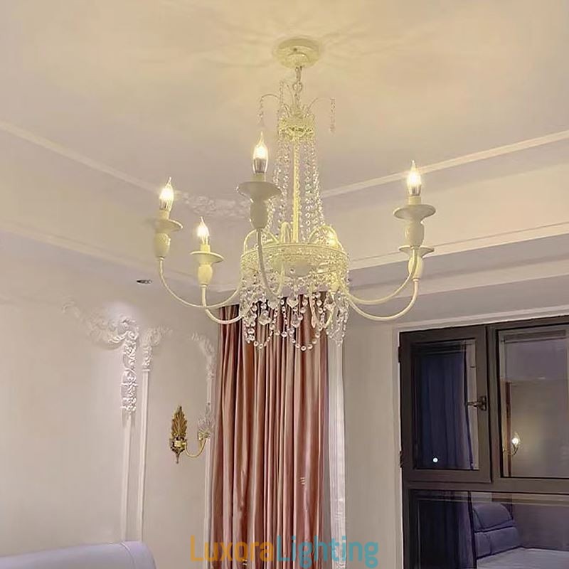 Designer Touch Decorative Nordic Crystal Chandelier Paint Craft Cream Ceiling Light