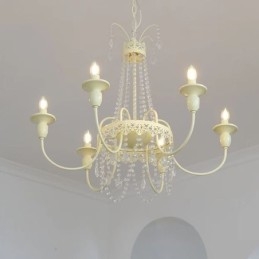 Designer Touch Decorative Nordic Crystal Chandelier Paint Craft Cream Ceiling Light