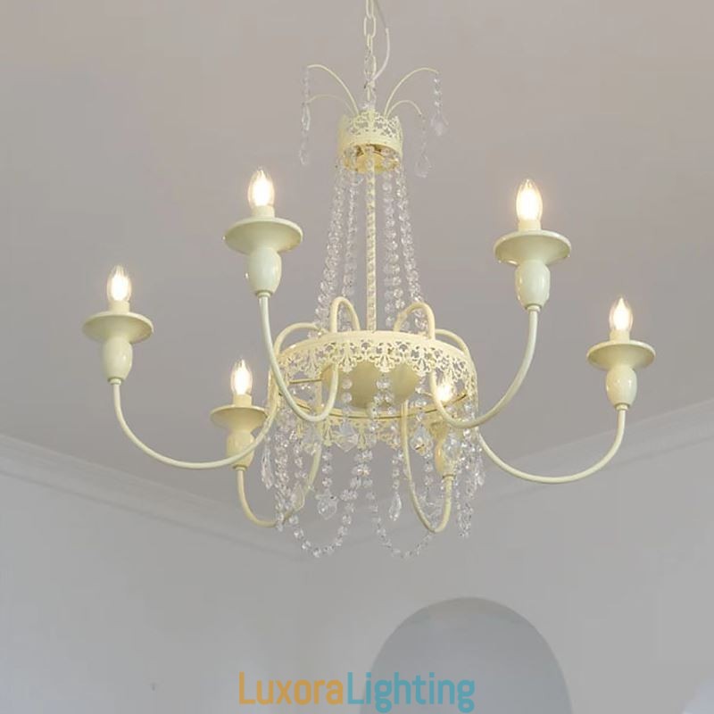 Designer Touch Decorative Nordic Crystal Chandelier Paint Craft Cream Ceiling Light
